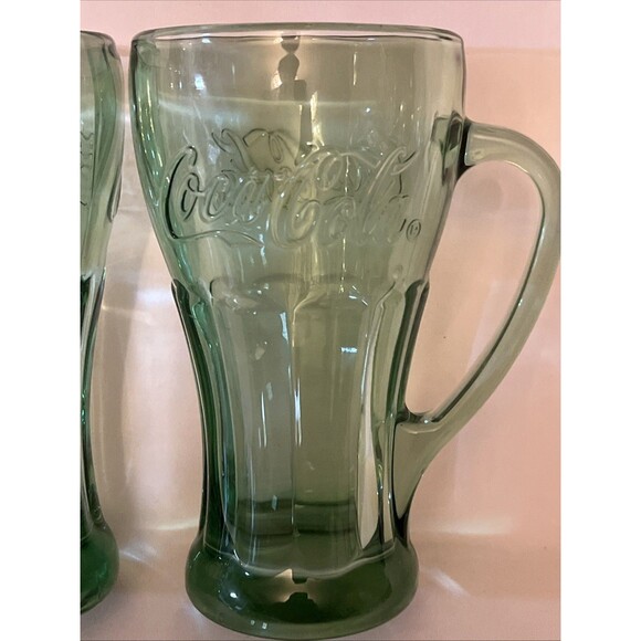 VTG Set of 2 Libbey Coca-Cola Glass w/Handle Georgia Green Mugs Heavy 14 oz - Picture 3 of 6
